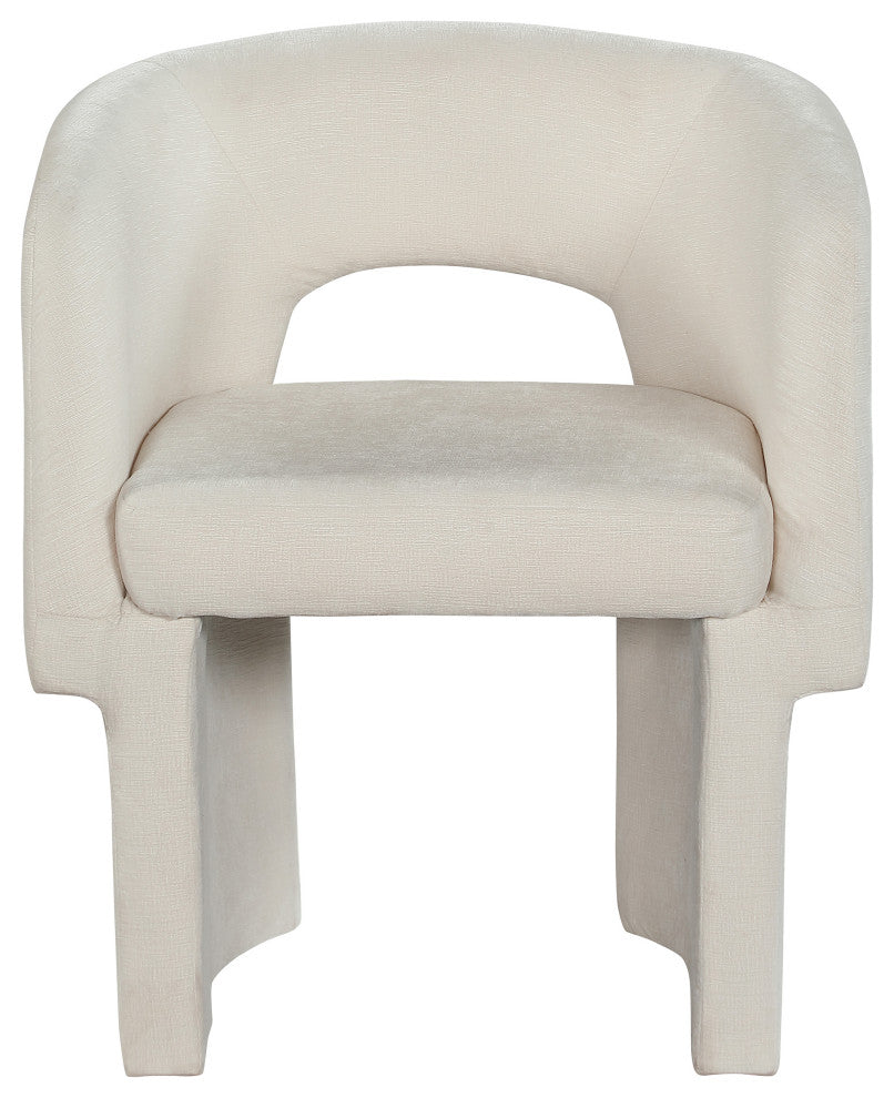 Emmet Boucle Fabric Dining Chair / Accent Chair, Cream, Chenille Fabric