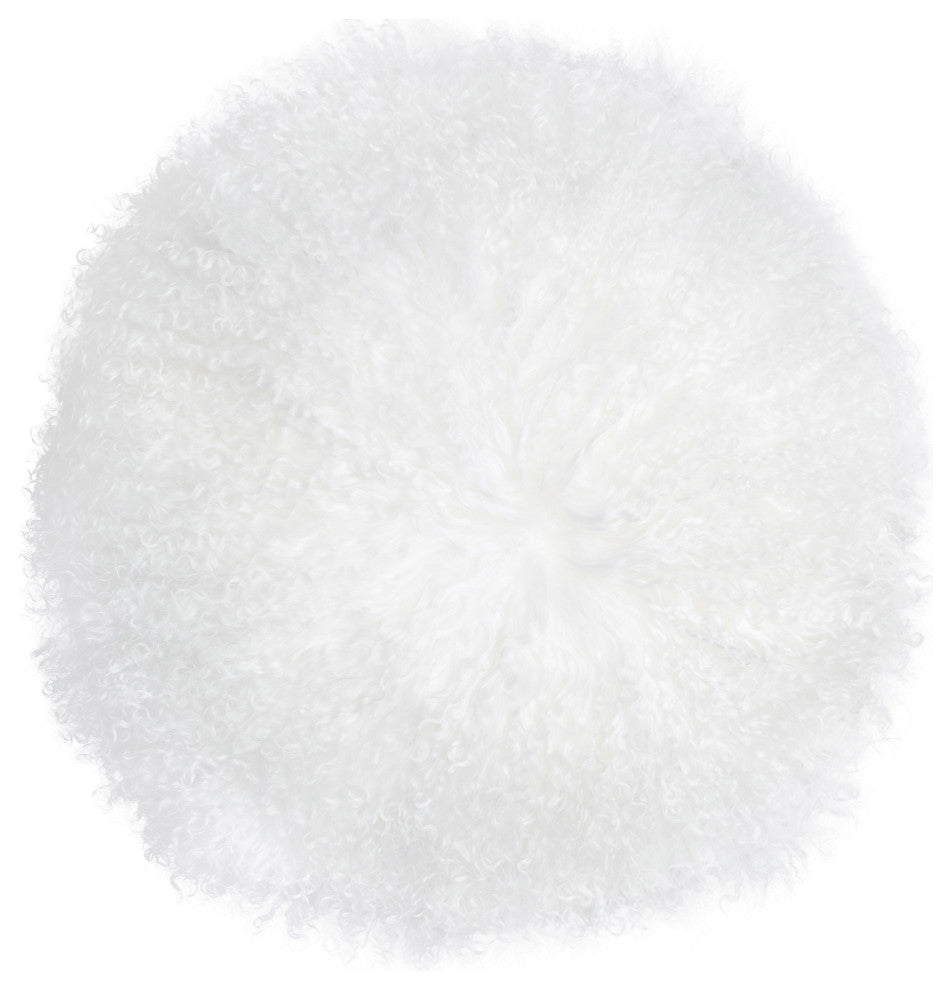 New Zealand White Sheepskin 16" Round Pillow