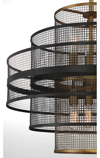 Kelvin 6-Light Pendant, Matte Black With Warm Brass