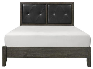Lexicon Edina Contemporary Wood and Faux Leather Queen Bed in Dark Gray/Black