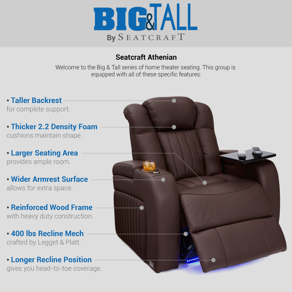 Seatcraft Athenian Home Theater Seating, Brown, Row of 3