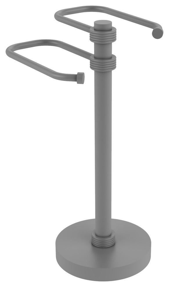 Free Standing Two Arm Guest Towel Holder, Matte Gray