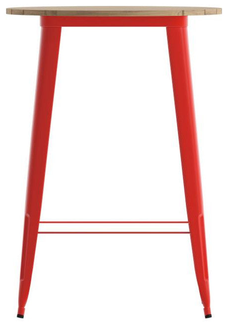 Declan Commercial Indoor/Outdoor Round Bar Top Table, 30", Brown/Red