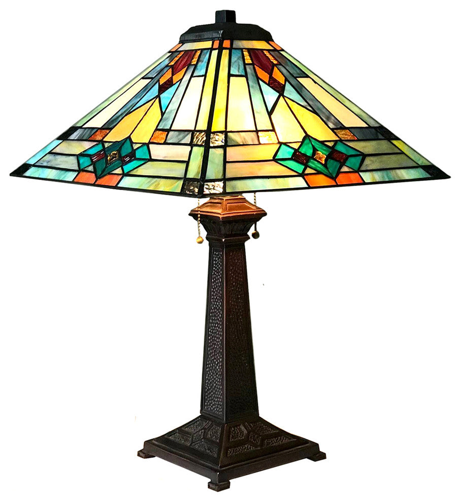 CHLOE Lighting MASON Mission 2-Light Antique Dark Bronze Table Lamp 16"