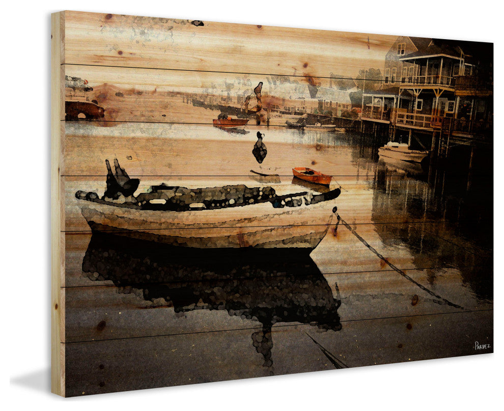 "Still Dock" UV Ink Print on Natural Pine Wood, 36"x24"