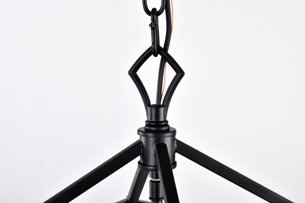 4-Light Matte Black Lantern Pendant Chandelier 12in. With Nickle or Black Sleeve