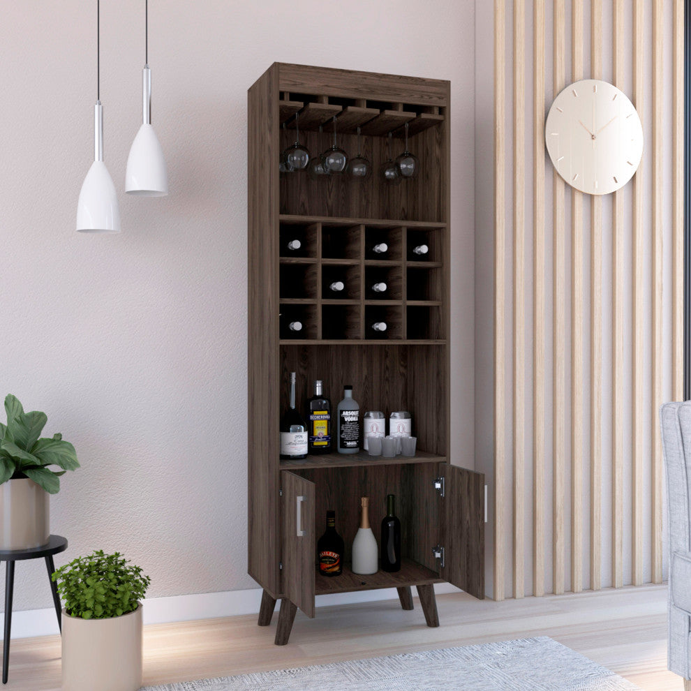 DEPOT E-SHOP Harvey Bar Cabinet, Dark Walnut