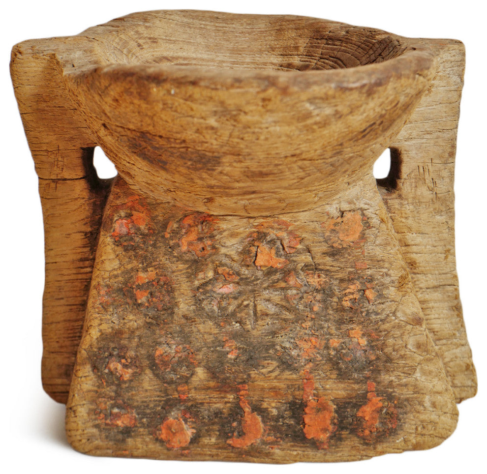 Consigned Rajasthan Village Wood Candle Stand 3