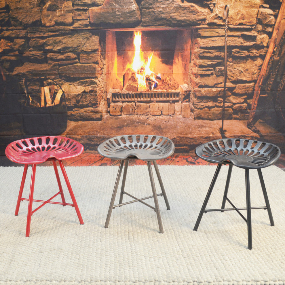 Jace Tractor Seat Fireside Bench, Red