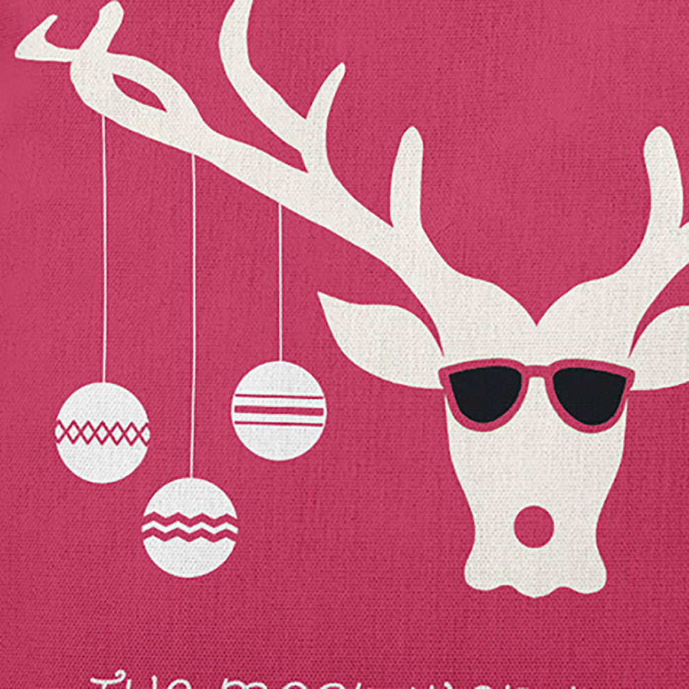 Cool Christmas Deer Accent Pillow, Holiday Pink, 14"x20"