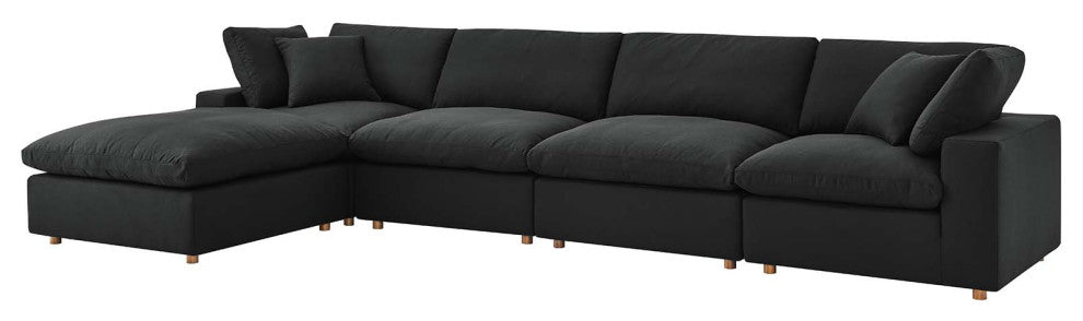 Modular Sectional Deep Sofa Set, Black, Fabric, Modern, Lounge Cafe Hospitality