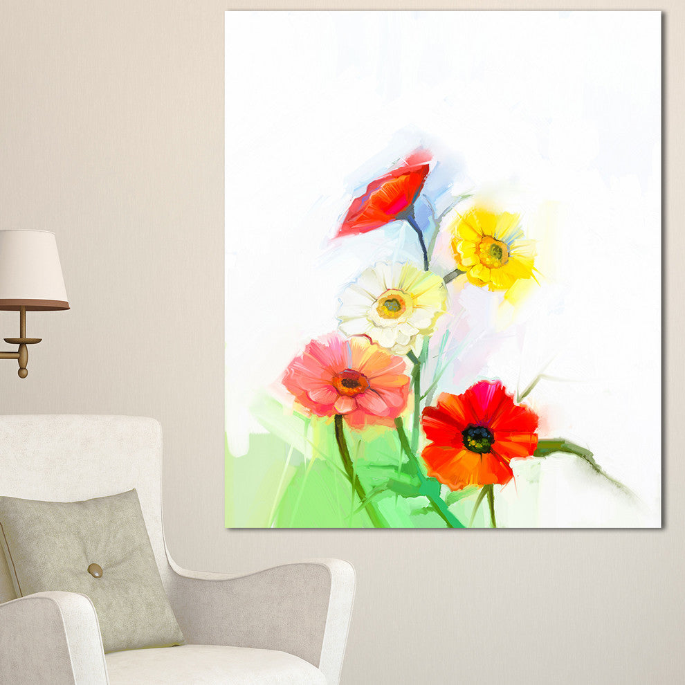 Still Life Colored Gerbera Flowers, Large Floral Canvas Art Print, 30"x40"