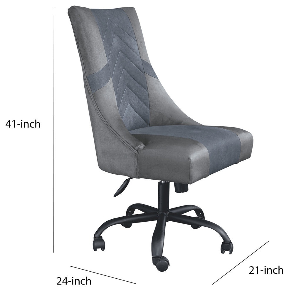 Benzara BM210815 Leatherette Wooden Frame Swivel Gaming Chair, Gray and Black