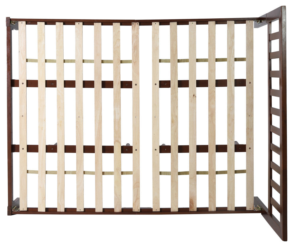 Braxton Modern Farmhouse Acacia Wood Queen Bed Platform, Dark Oak