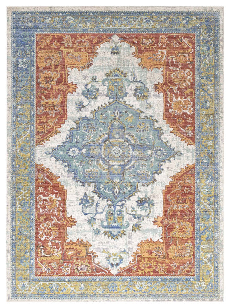 Multicolored Citlali Distressed Southwestern Aztec 8x10 Area Rug