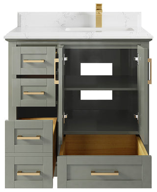 Boston 36 Right Offset Bath Vanity in Evergreen 1.5" Empira Quartz