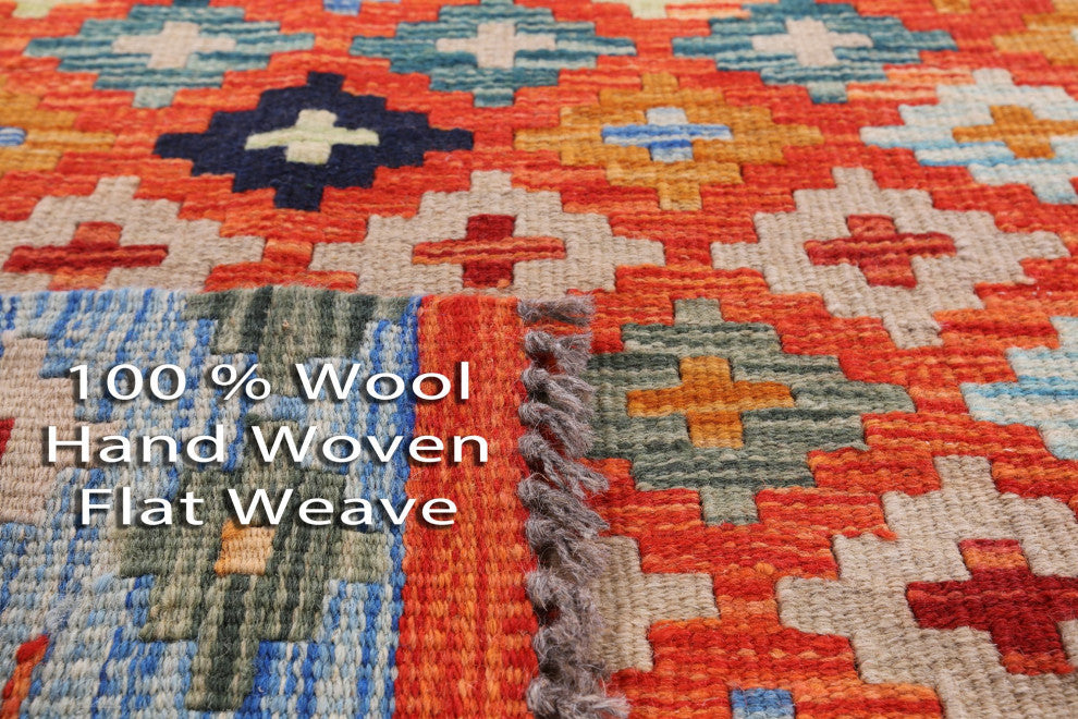2' 7" X 10' 0" Runner Wool On Wool Flat Weave Kilim Reversible Rug Q9467