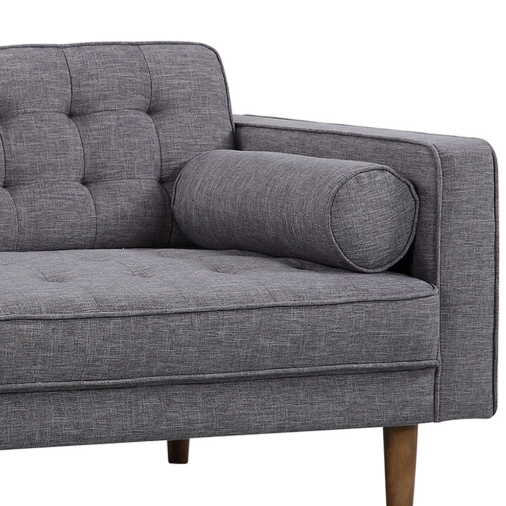 Element Mid Century Modern Loveseat, Dark Gray Linen and Walnut Legs