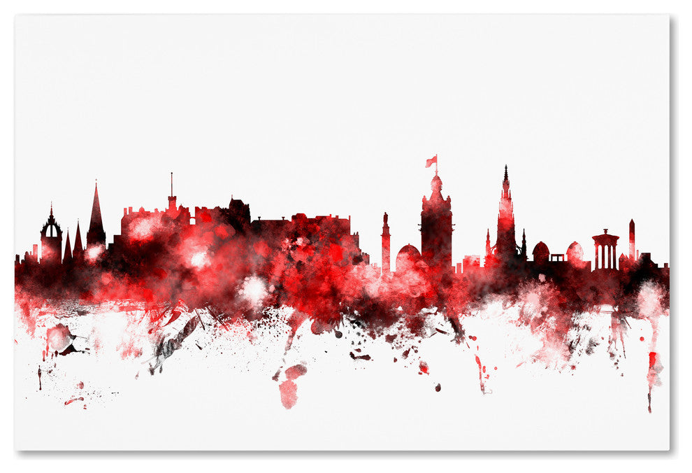 Michael Tompsett ''Edinburgh Skyline Red 2'' Canvas Art, 30x47