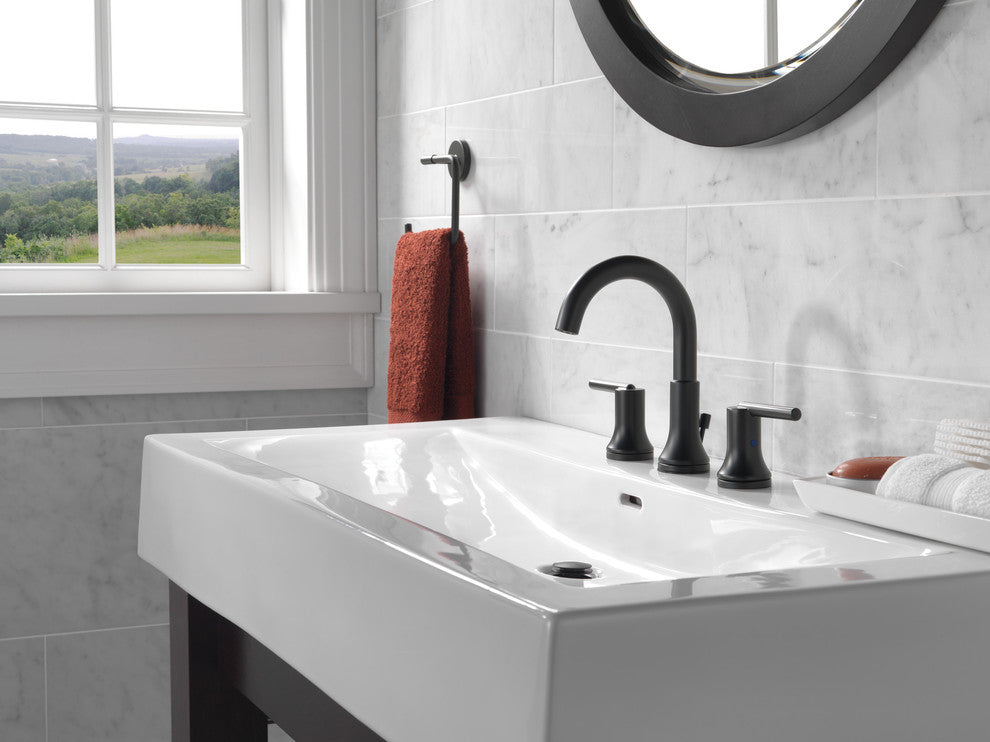 Delta Trinsic Two Handle Widespread Bathroom Faucet, Matte Black, 3559-BLMPU-DST