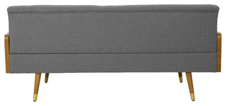 GDF Studio Aidan Mid-Century Modern Tufted Fabric Sofa, Brown/Black/Silver