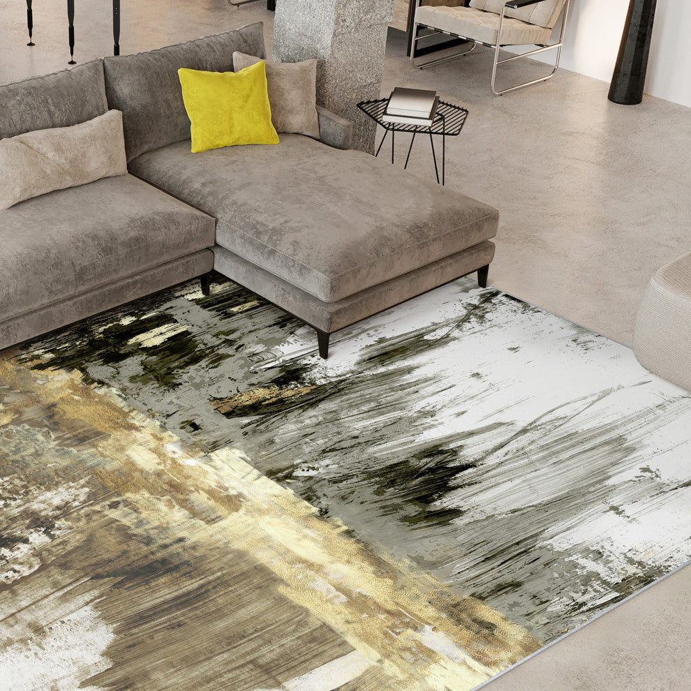 Modern Cityscape Reflection II Abstract Area Rug, 7.5'x10.3'