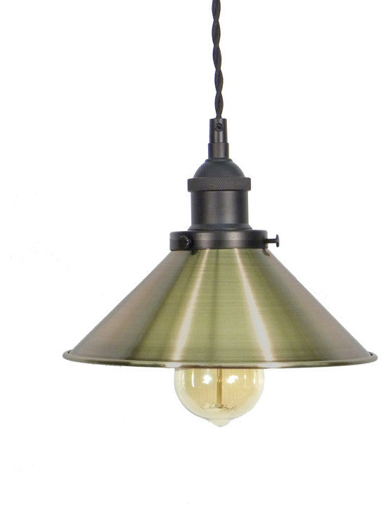 Black Antique Brass Shade Pendant Light