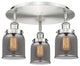 Bell-3 Light 17" Flush Mount-Satin Nickel, Plated Smoke Glass Shade