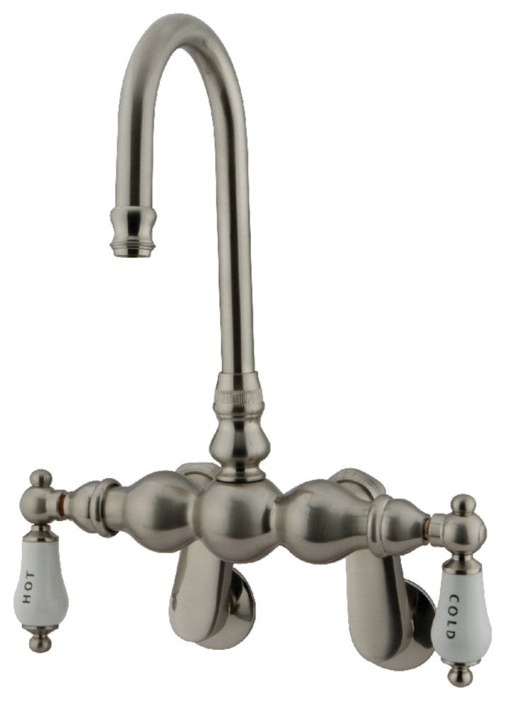 Kingston Brass Adjustable Center Wall Mount Tub Faucet, Brushed Nickel