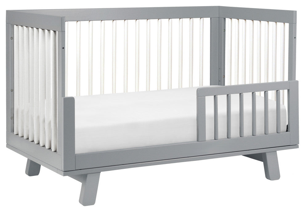 Hudson 3-in-1 Convertible Crib With Toddler Bed Conversion Kit, Grey White