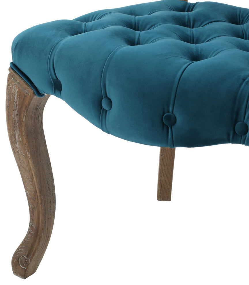 GDF Studio Elizabeth Tufted New Velvet Fabric Dining Chairs, Set of 2, Dark Teal