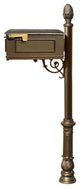 Mailbox Post System With Ornate Base And Pineapple Finial, Bronze