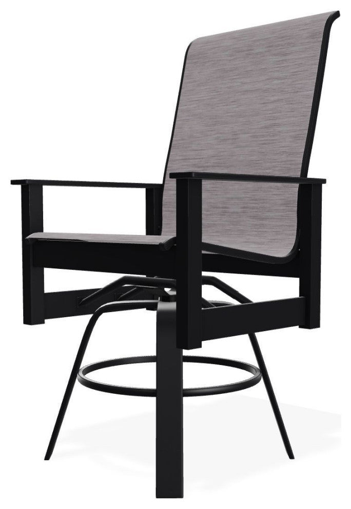 Leeward Sling Balcony Height Outdoor Swivel Armchair, Fossil/Black