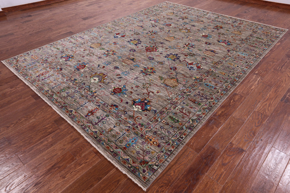 8' 1" X 11' 5" Persian Tabriz Hand-Knotted Rug Q9792