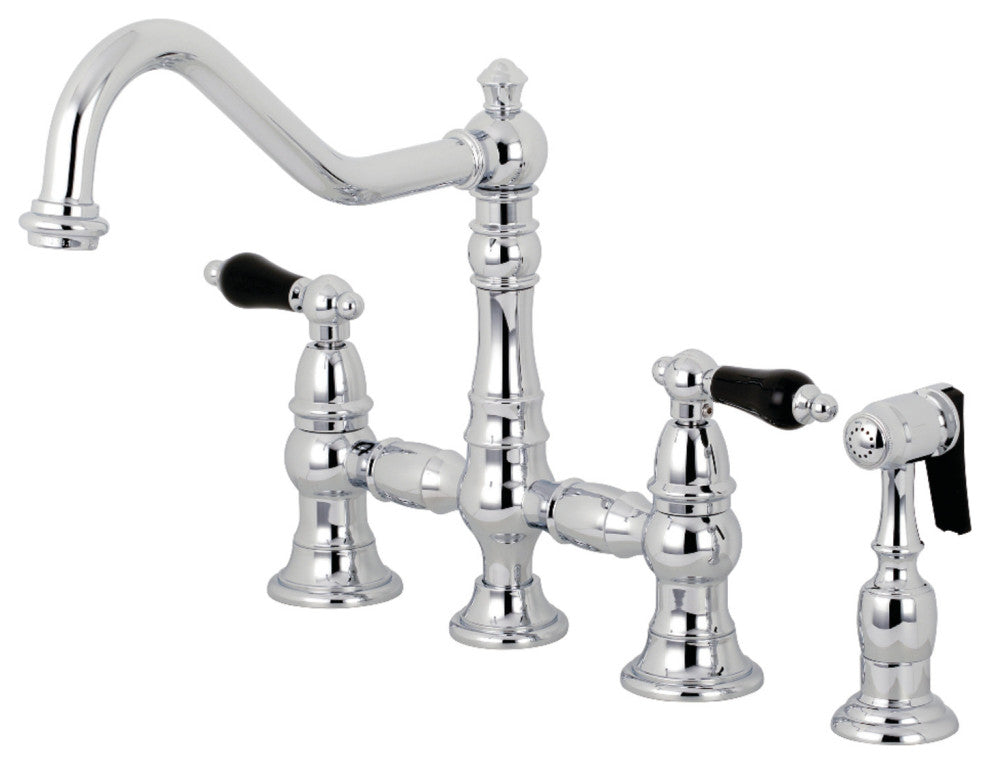KS3271PKLBS Duchess Bridge Kitchen Faucet With Brass Sprayer, Polished Chrome