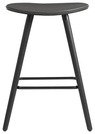 Piper 26" Counter Height Backless Bar Stool in Gray Faux Leather and Black Wood