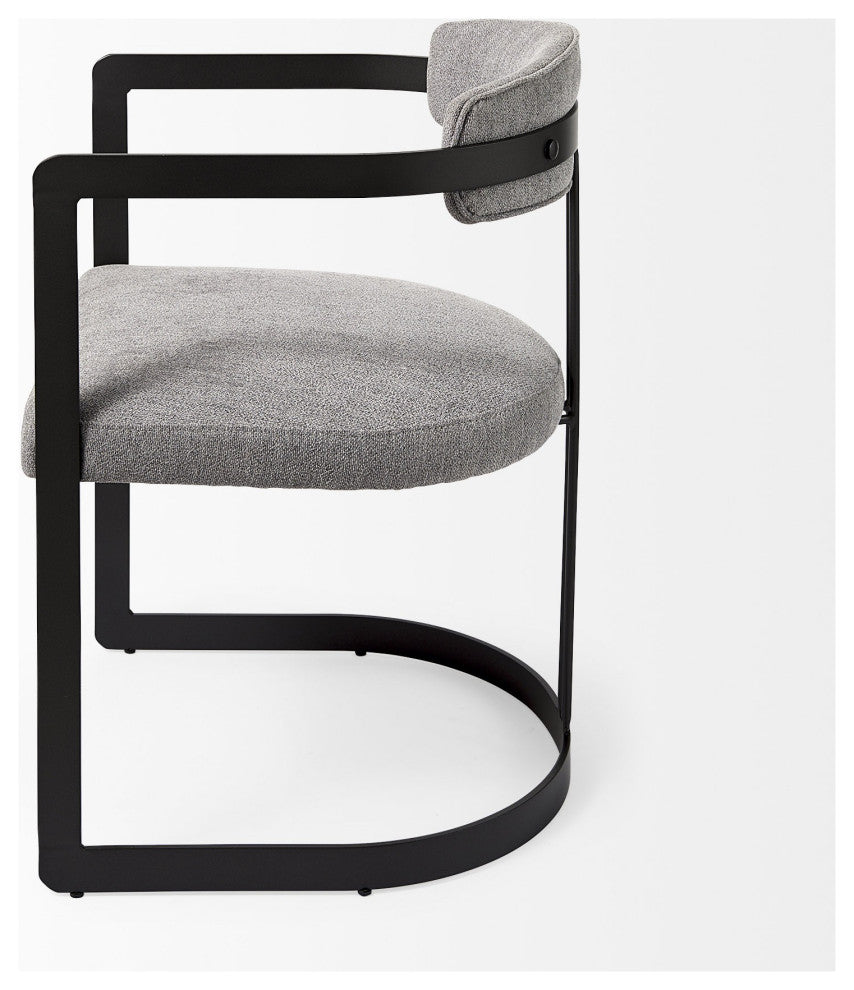 Curvy Black and Gray Upholstered Dining Armchair
