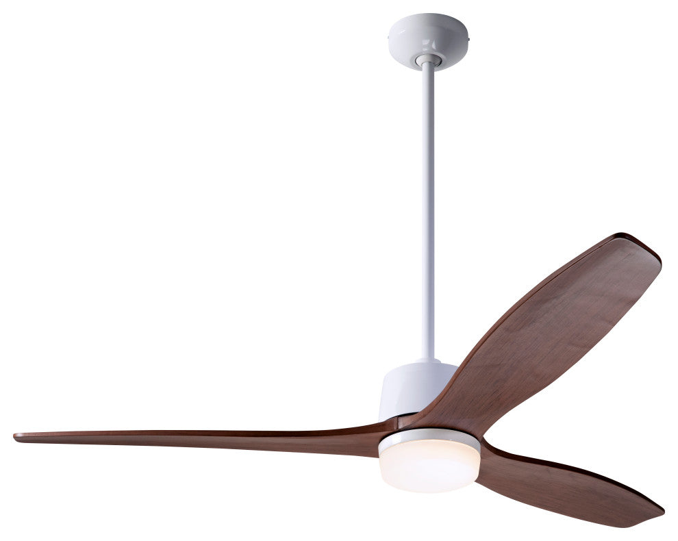 Arbor Fan, Gloss White, 54" Mahogany Blades With LED, Wall/Remote Control