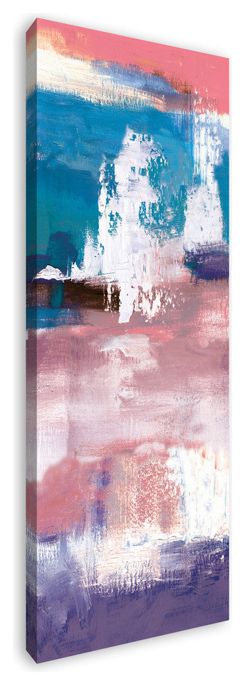 Teal and Pink Brush Strokes 20x60 Canvas Wall Art