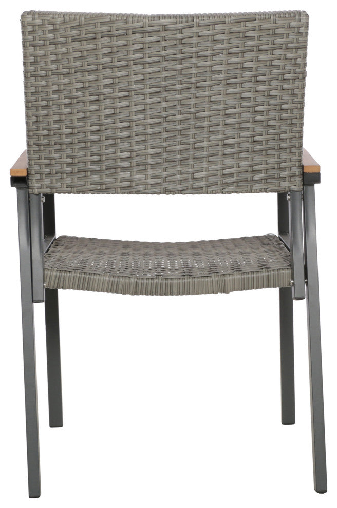 GDF Studio 7-Piece Simon Outdoor Dining Set With Wood Top, Natural /Gray