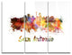 "San Antonio Skyline" Glossy Metal Wall Art, 3 Panels, 36"x28"
