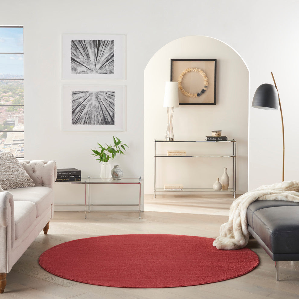 Nourison Essentials 6' x Round Brick Red Outdoor Area Rug
