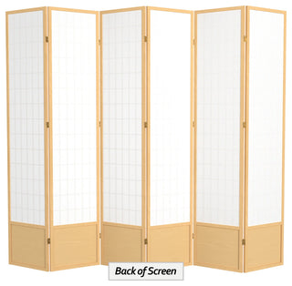 7' Tall Window Pane Shoji Screen, Natural, 6 Panels
