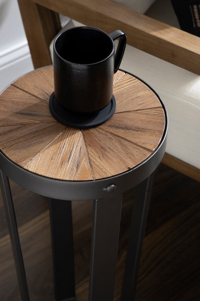 Gerhardt Round Drink Table, Rustic Brown/Black, 10x10x22