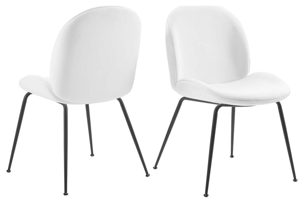 Side Dining Chair, Set of 2, Velvet, Metal, White, Modern, Bistro Restaurant