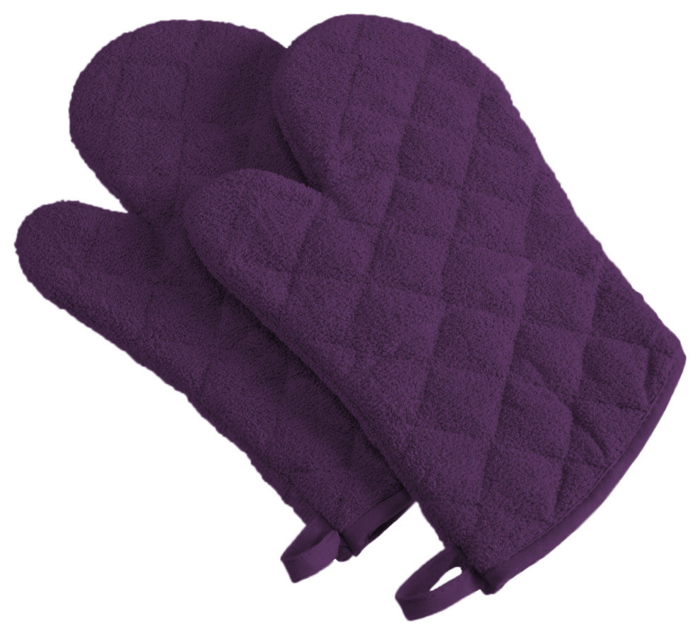 DII Eggplant Terry Oven Mitt, Set of 2