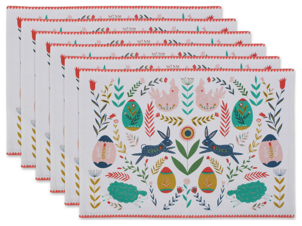 Easter Folk Garden Embellished Placemat Set of 6