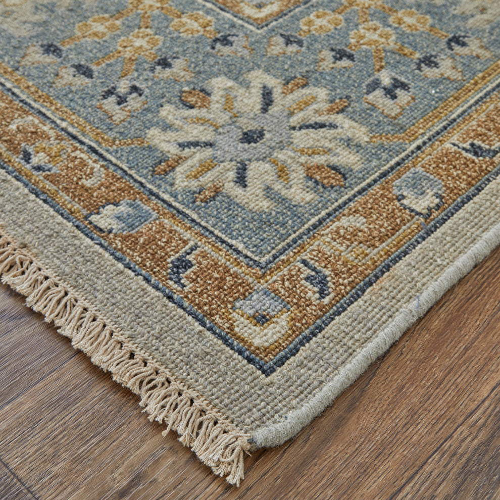 Aleska Traditional Oriental, Blue/Brown/Gray, 2'6"x12' Runner