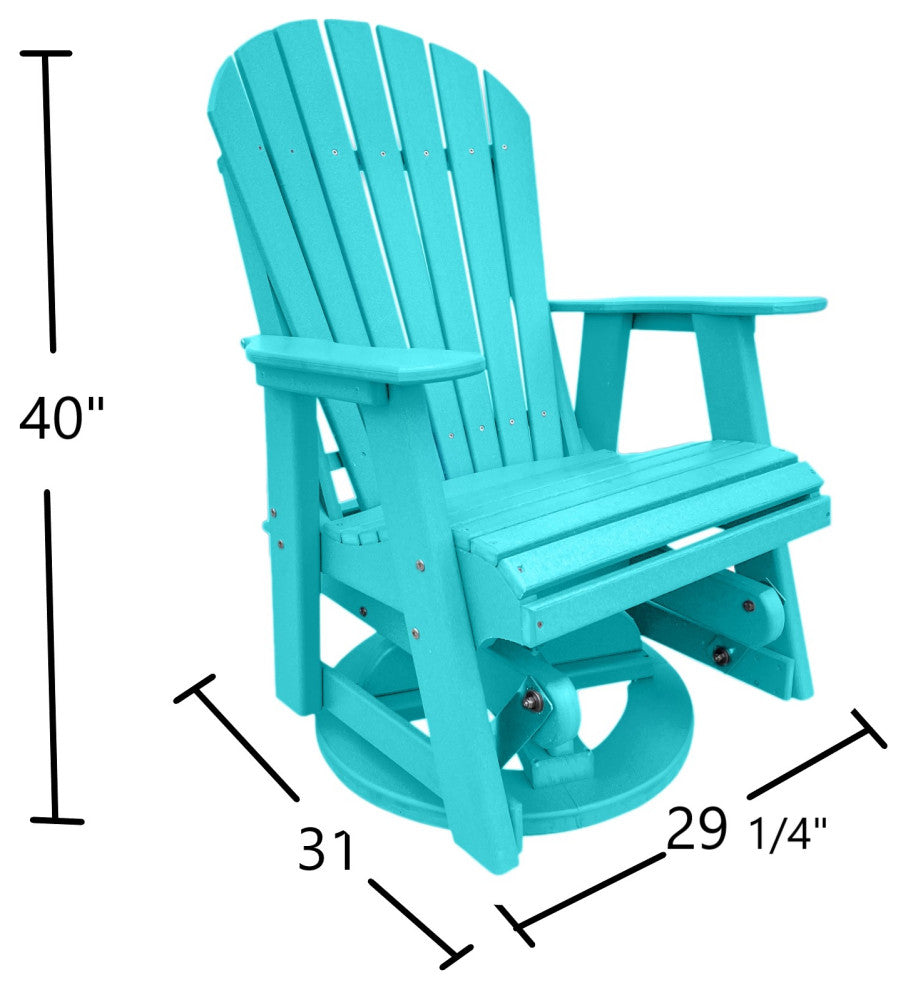 Phat Tommy Outdoor Swivel Glider Chair - Adirondack Glider Chair, Teal