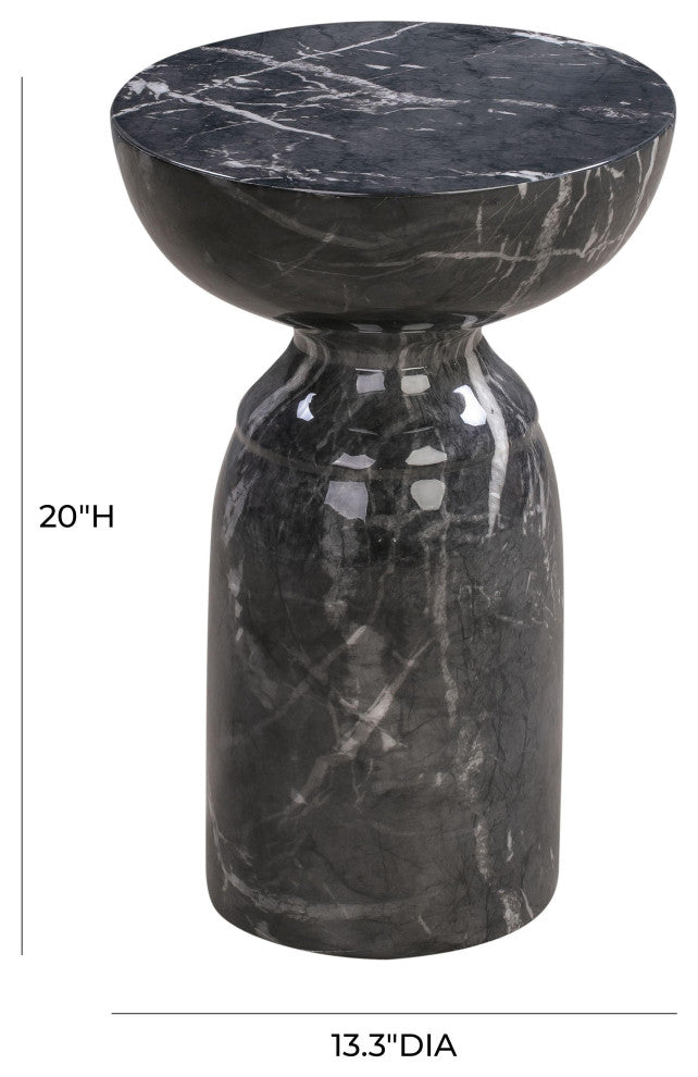 Rue Concrete With Marble Finish Side Table, Black